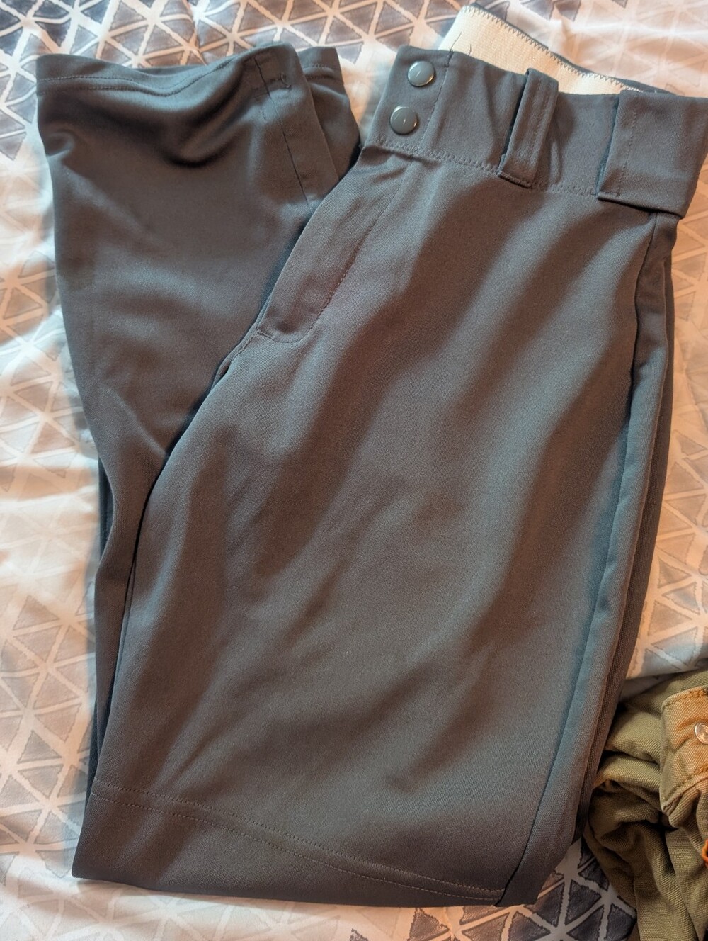 Gray High-Waist Buttoned Ponte Pants